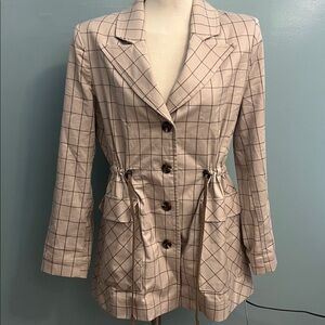 CAbi Beige Checkered Blazer Women’s Size Large